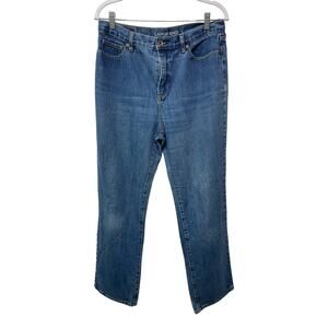 Lands End Straight Leg Jambes Droites High Waisted Jeans Denim Blue Womens 12‎